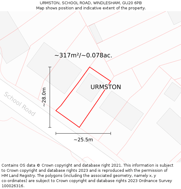 URMSTON, SCHOOL ROAD, WINDLESHAM, GU20 6PB: Plot and title map