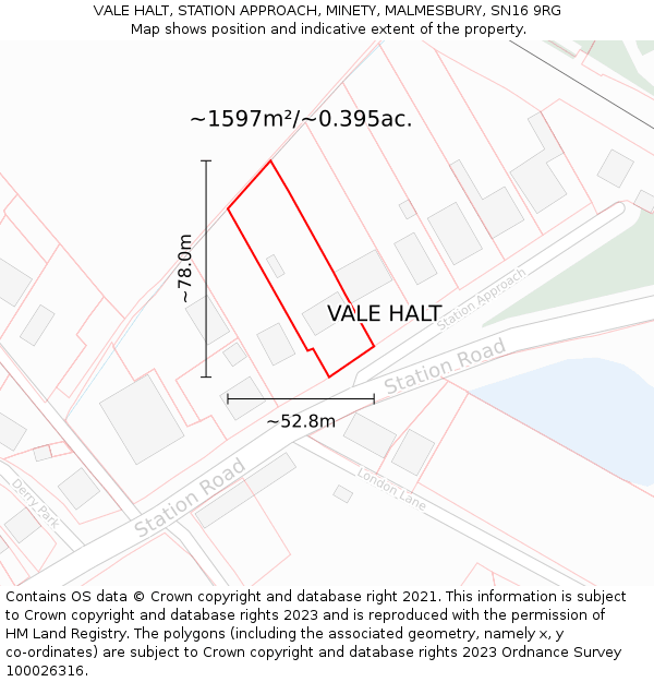 VALE HALT, STATION APPROACH, MINETY, MALMESBURY, SN16 9RG: Plot and title map