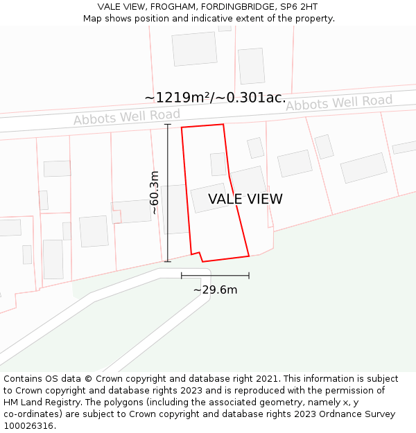 VALE VIEW, FROGHAM, FORDINGBRIDGE, SP6 2HT: Plot and title map