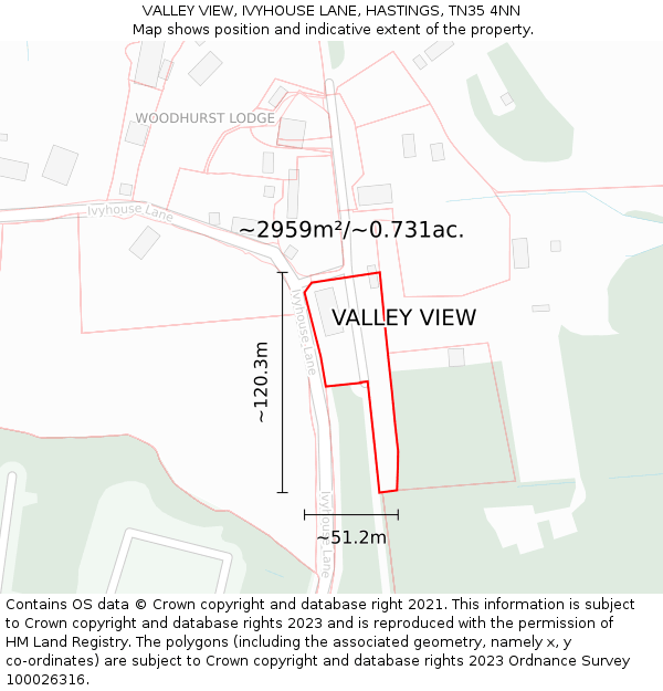 VALLEY VIEW, IVYHOUSE LANE, HASTINGS, TN35 4NN: Plot and title map