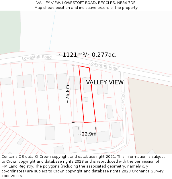 VALLEY VIEW, LOWESTOFT ROAD, BECCLES, NR34 7DE: Plot and title map