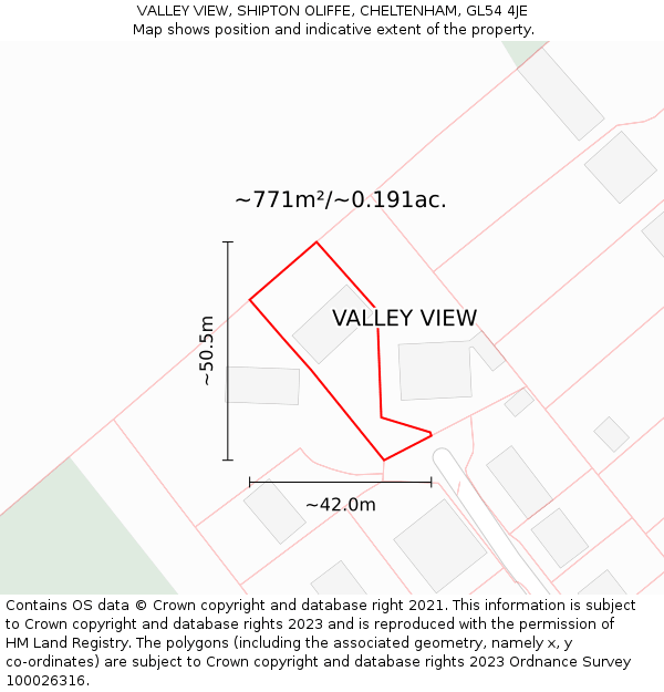 VALLEY VIEW, SHIPTON OLIFFE, CHELTENHAM, GL54 4JE: Plot and title map