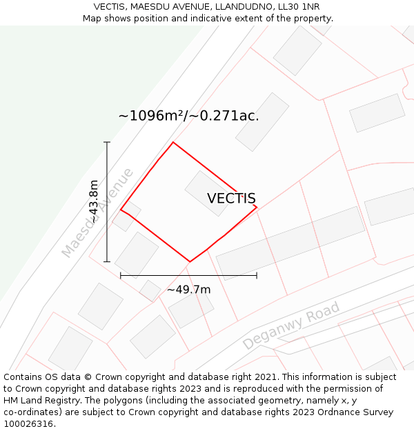 VECTIS, MAESDU AVENUE, LLANDUDNO, LL30 1NR: Plot and title map