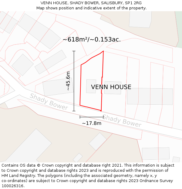 VENN HOUSE, SHADY BOWER, SALISBURY, SP1 2RG: Plot and title map