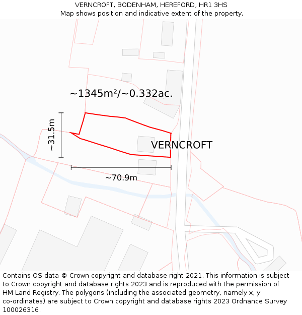 VERNCROFT, BODENHAM, HEREFORD, HR1 3HS: Plot and title map