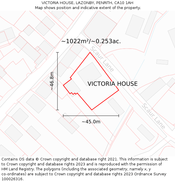 VICTORIA HOUSE, LAZONBY, PENRITH, CA10 1AH: Plot and title map