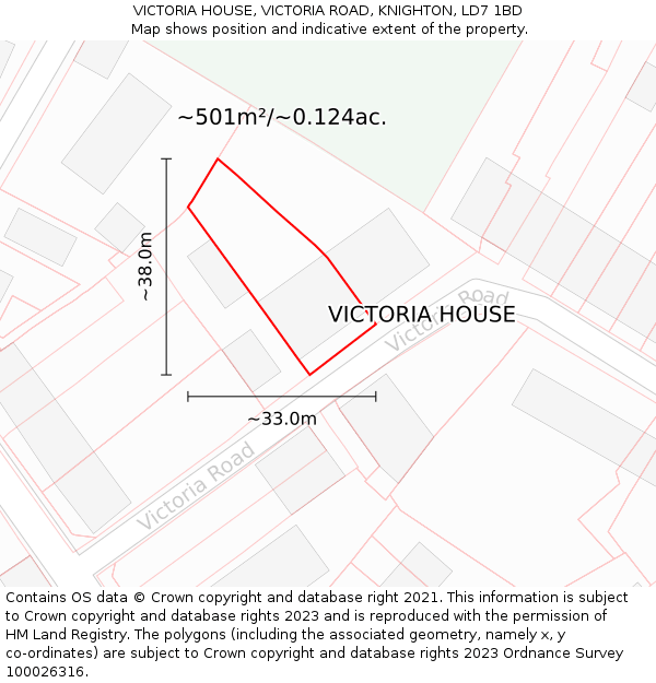 VICTORIA HOUSE, VICTORIA ROAD, KNIGHTON, LD7 1BD: Plot and title map