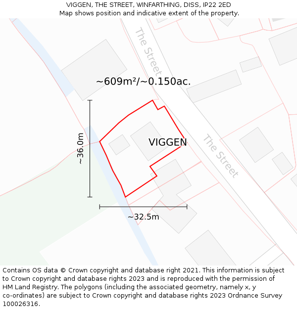 VIGGEN, THE STREET, WINFARTHING, DISS, IP22 2ED: Plot and title map
