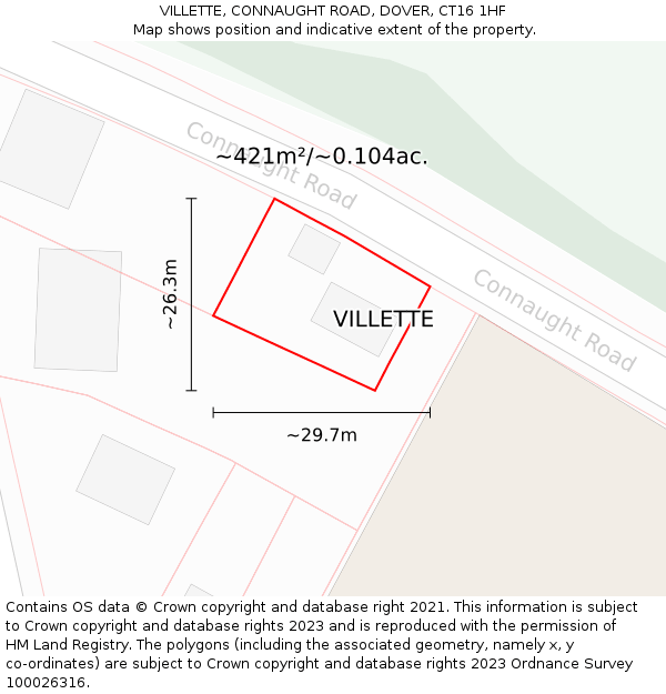 VILLETTE, CONNAUGHT ROAD, DOVER, CT16 1HF: Plot and title map