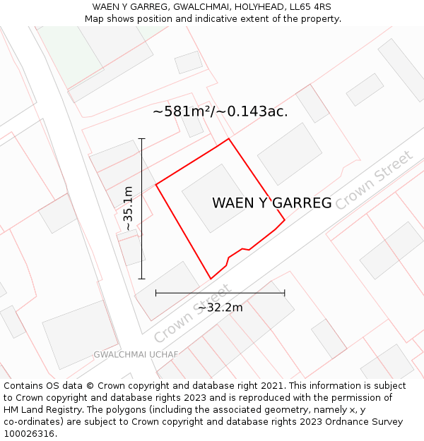 WAEN Y GARREG, GWALCHMAI, HOLYHEAD, LL65 4RS: Plot and title map