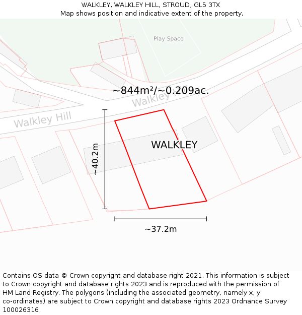 WALKLEY, WALKLEY HILL, STROUD, GL5 3TX: Plot and title map