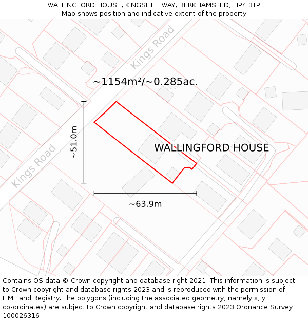 WALLINGFORD HOUSE, KINGSHILL WAY, BERKHAMSTED, HP4 3TP: Plot and title map