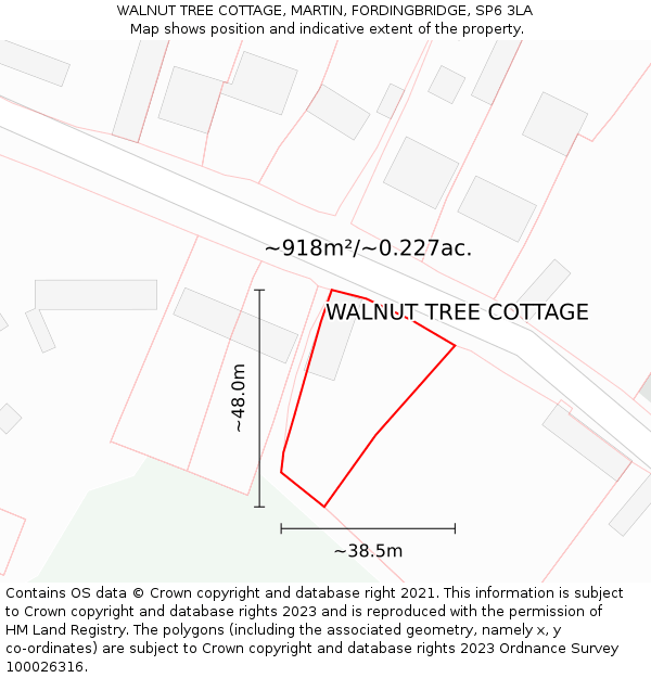 WALNUT TREE COTTAGE, MARTIN, FORDINGBRIDGE, SP6 3LA: Plot and title map