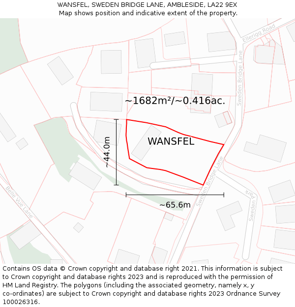 WANSFEL, SWEDEN BRIDGE LANE, AMBLESIDE, LA22 9EX: Plot and title map