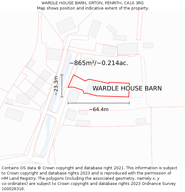 WARDLE HOUSE BARN, ORTON, PENRITH, CA10 3RG: Plot and title map
