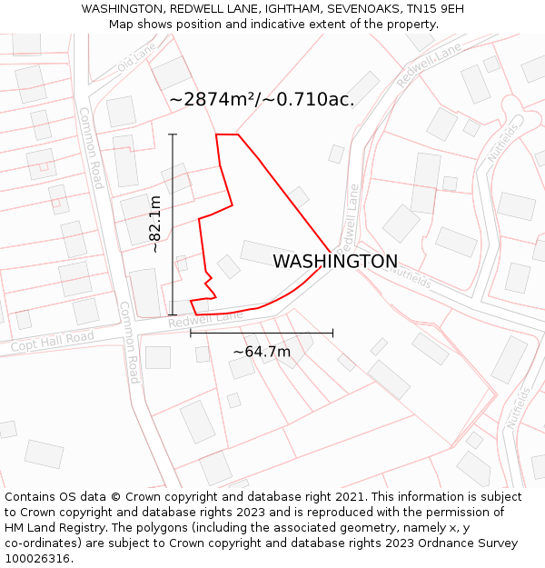 WASHINGTON, REDWELL LANE, IGHTHAM, SEVENOAKS, TN15 9EH: Plot and title map