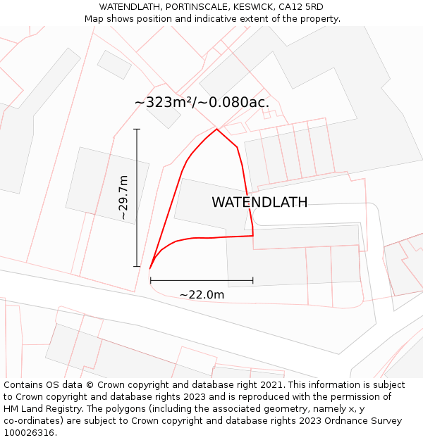 WATENDLATH, PORTINSCALE, KESWICK, CA12 5RD: Plot and title map