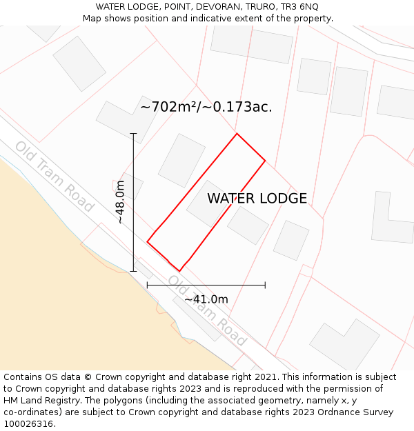 WATER LODGE, POINT, DEVORAN, TRURO, TR3 6NQ: Plot and title map