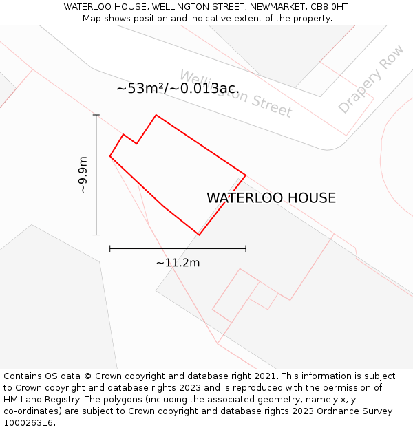 WATERLOO HOUSE, WELLINGTON STREET, NEWMARKET, CB8 0HT: Plot and title map