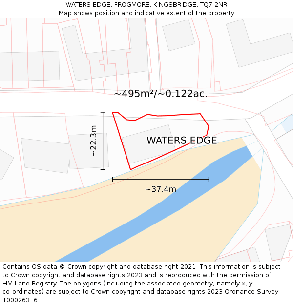 WATERS EDGE, FROGMORE, KINGSBRIDGE, TQ7 2NR: Plot and title map