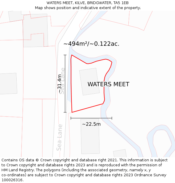 WATERS MEET, KILVE, BRIDGWATER, TA5 1EB: Plot and title map