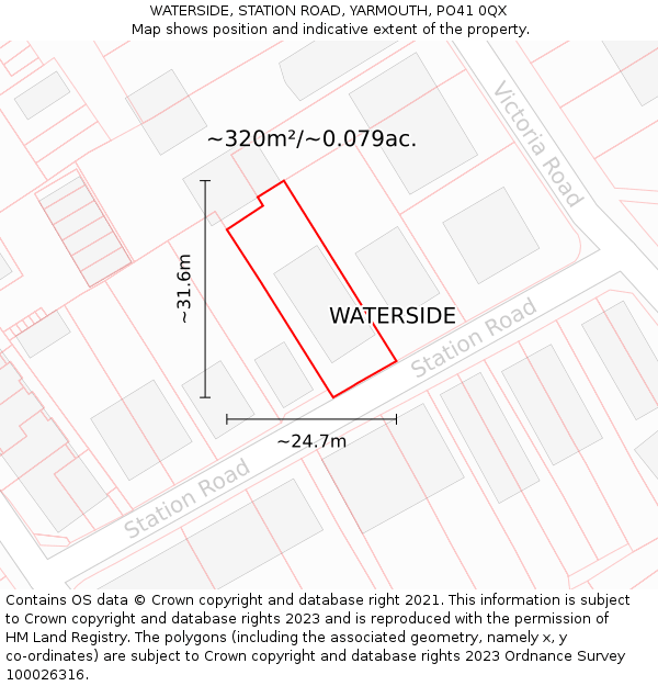 WATERSIDE, STATION ROAD, YARMOUTH, PO41 0QX: Plot and title map