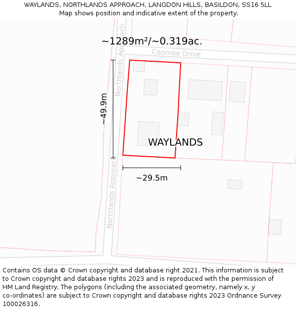 WAYLANDS, NORTHLANDS APPROACH, LANGDON HILLS, BASILDON, SS16 5LL: Plot and title map