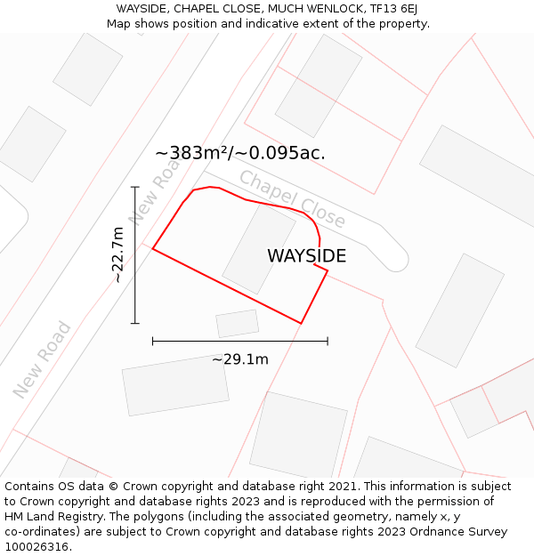 WAYSIDE, CHAPEL CLOSE, MUCH WENLOCK, TF13 6EJ: Plot and title map