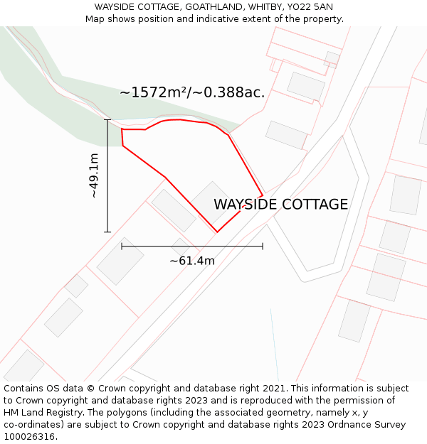 WAYSIDE COTTAGE, GOATHLAND, WHITBY, YO22 5AN: Plot and title map