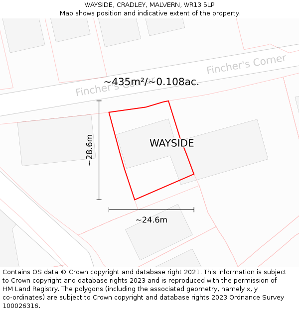 WAYSIDE, CRADLEY, MALVERN, WR13 5LP: Plot and title map