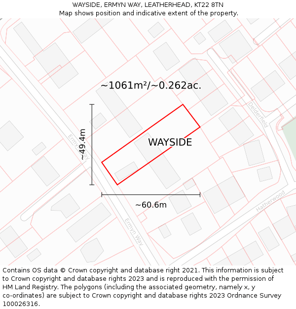 WAYSIDE, ERMYN WAY, LEATHERHEAD, KT22 8TN: Plot and title map