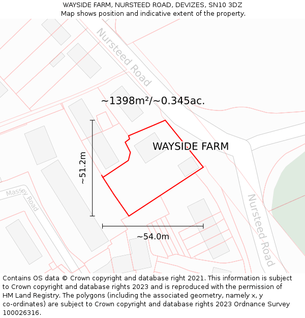 WAYSIDE FARM, NURSTEED ROAD, DEVIZES, SN10 3DZ: Plot and title map
