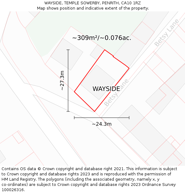 WAYSIDE, TEMPLE SOWERBY, PENRITH, CA10 1RZ: Plot and title map