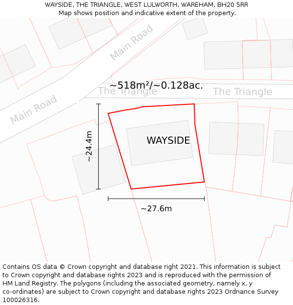 WAYSIDE, THE TRIANGLE, WEST LULWORTH, WAREHAM, BH20 5RR: Plot and title map