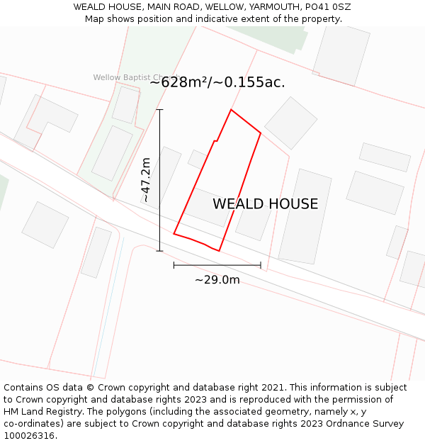 WEALD HOUSE, MAIN ROAD, WELLOW, YARMOUTH, PO41 0SZ: Plot and title map