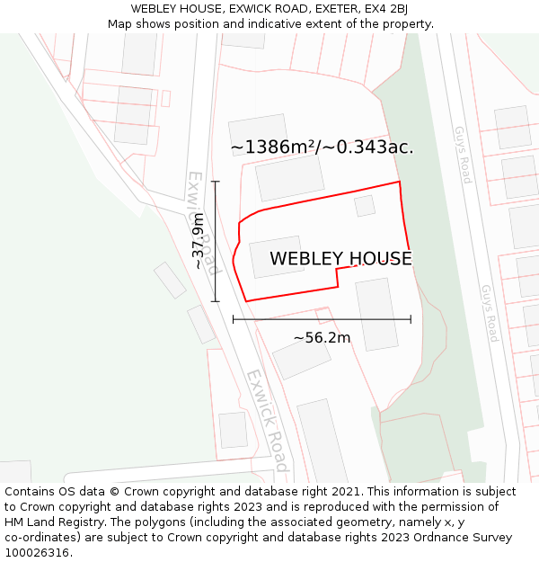 WEBLEY HOUSE, EXWICK ROAD, EXETER, EX4 2BJ: Plot and title map