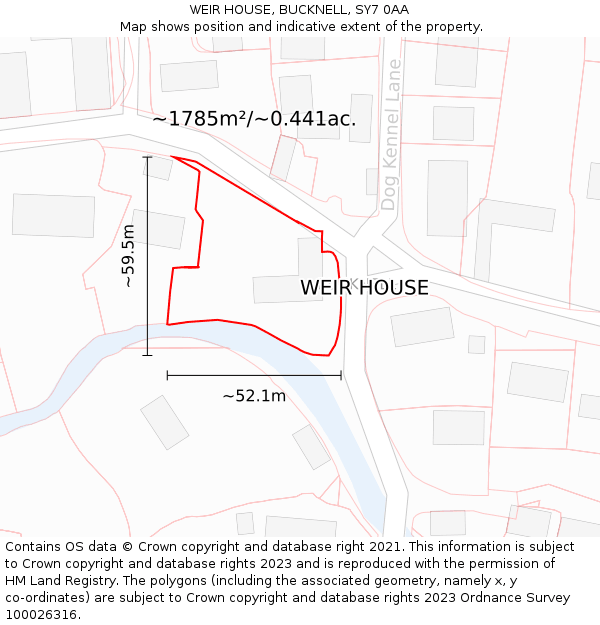 WEIR HOUSE, BUCKNELL, SY7 0AA: Plot and title map