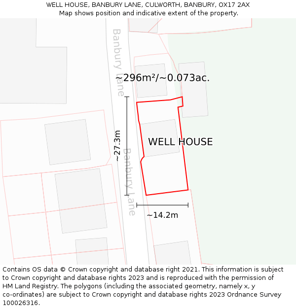WELL HOUSE, BANBURY LANE, CULWORTH, BANBURY, OX17 2AX: Plot and title map
