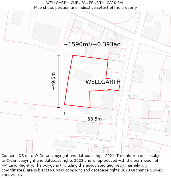 WELLGARTH, CLIBURN, PENRITH, CA10 3AL: Plot and title map