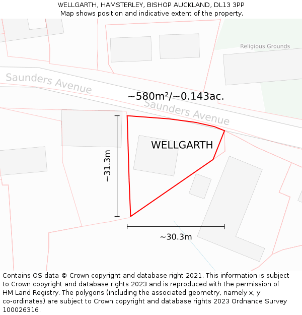 WELLGARTH, HAMSTERLEY, BISHOP AUCKLAND, DL13 3PP: Plot and title map