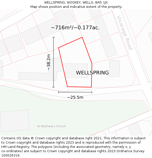 WELLSPRING, WOOKEY, WELLS, BA5 1JX: Plot and title map