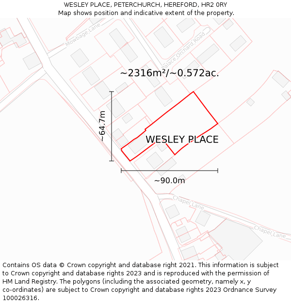 WESLEY PLACE, PETERCHURCH, HEREFORD, HR2 0RY: Plot and title map