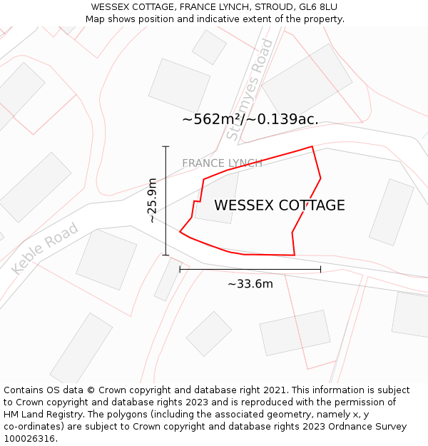 WESSEX COTTAGE, FRANCE LYNCH, STROUD, GL6 8LU: Plot and title map