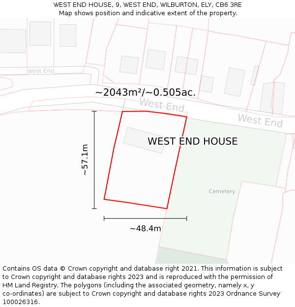 WEST END HOUSE, 9, WEST END, WILBURTON, ELY, CB6 3RE: Plot and title map