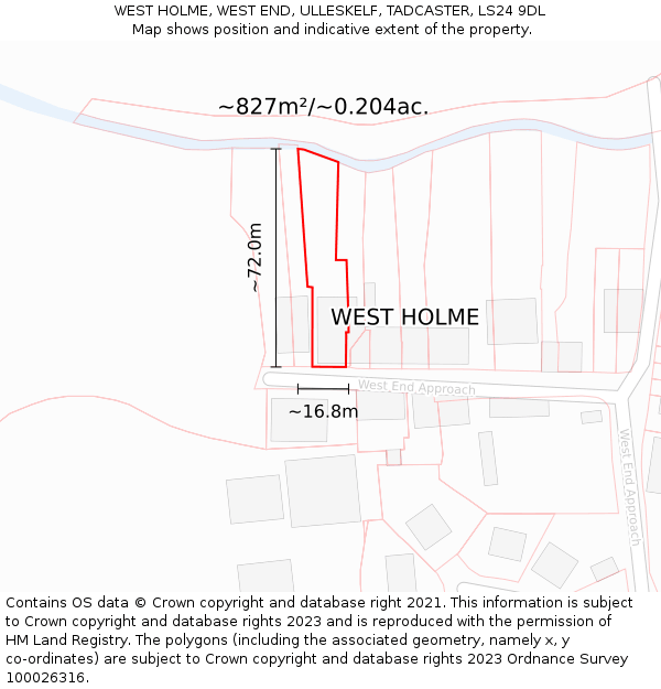 WEST HOLME, WEST END, ULLESKELF, TADCASTER, LS24 9DL: Plot and title map