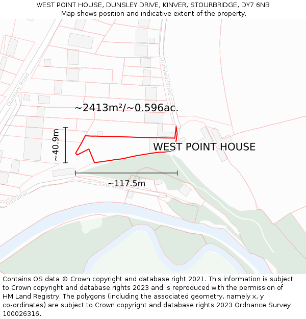 WEST POINT HOUSE, DUNSLEY DRIVE, KINVER, STOURBRIDGE, DY7 6NB: Plot and title map