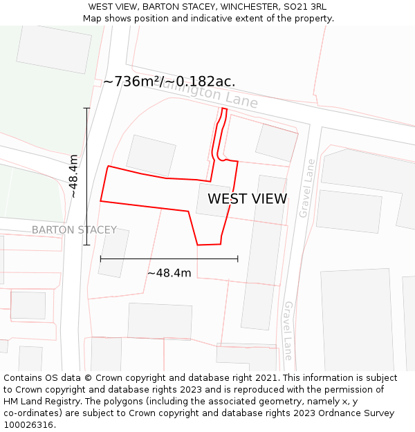 WEST VIEW, BARTON STACEY, WINCHESTER, SO21 3RL: Plot and title map