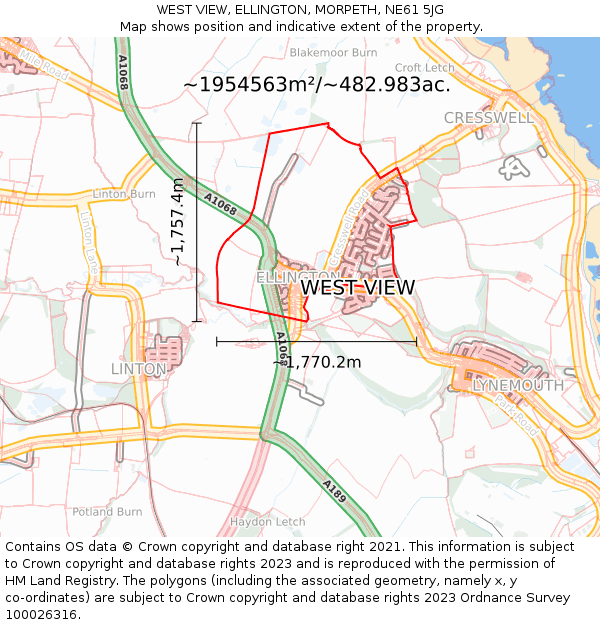 WEST VIEW, ELLINGTON, MORPETH, NE61 5JG: Plot and title map