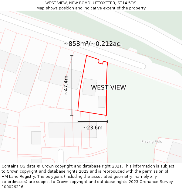 WEST VIEW, NEW ROAD, UTTOXETER, ST14 5DS: Plot and title map