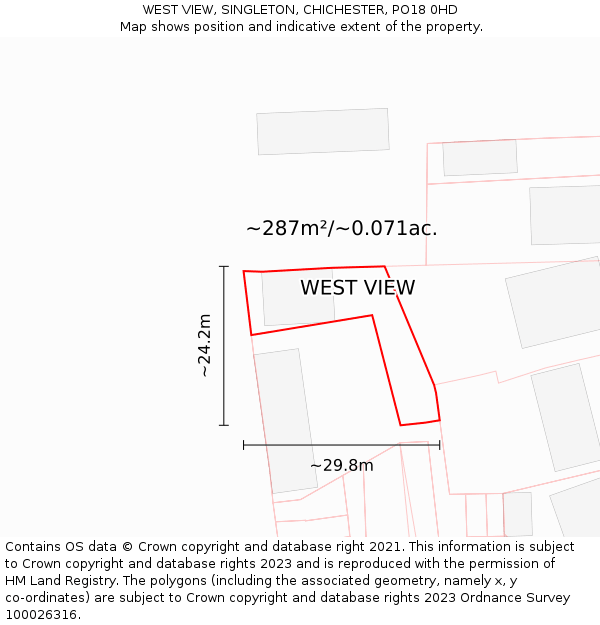 WEST VIEW, SINGLETON, CHICHESTER, PO18 0HD: Plot and title map
